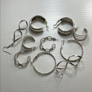 Silver Earrings Set - 5 Sets